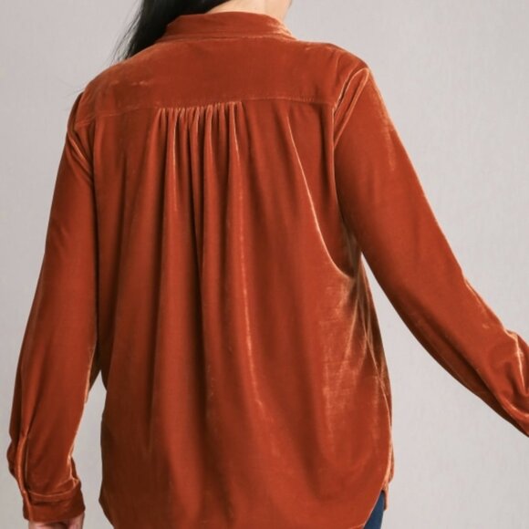 Pumpkin Spice Button Down Velvet Top - Picture 4 of 4